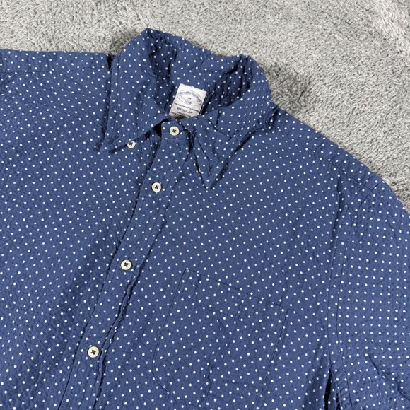 Brooks Brothers Other - Brooks Brothers Shirt Mens Medium Blue Polka Dot Seersucker Short Sleeve Regular